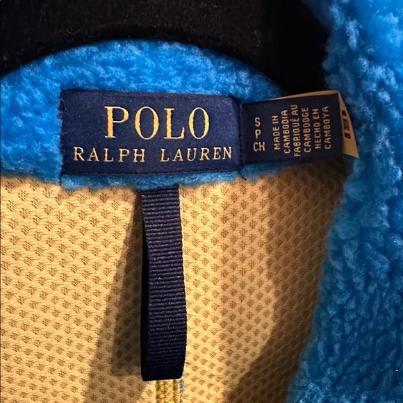 Polo Ralph Lauren Blue Sherpa Fleece Jacket with Navy Pocket - Picture 4 of 13